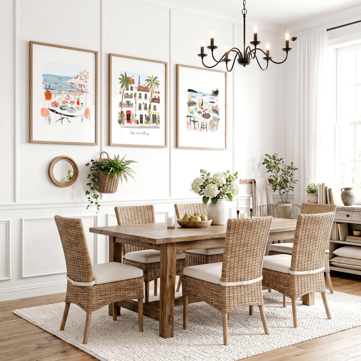 Dining Room Wall Art Amalfi Coast Mediterranean Watercolour Prints "Sotto il sole di Amalfi" | Set of 3