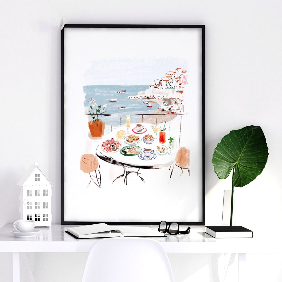 Dining Room Wall Art Amalfi Coast Mediterranean Watercolour Prints "Sotto il sole di Amalfi" | Set of 3
