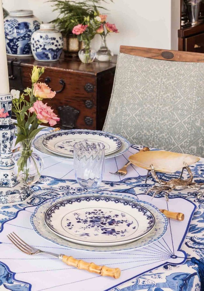 Virginia Blue and White Dinner Plates  - Set of 4