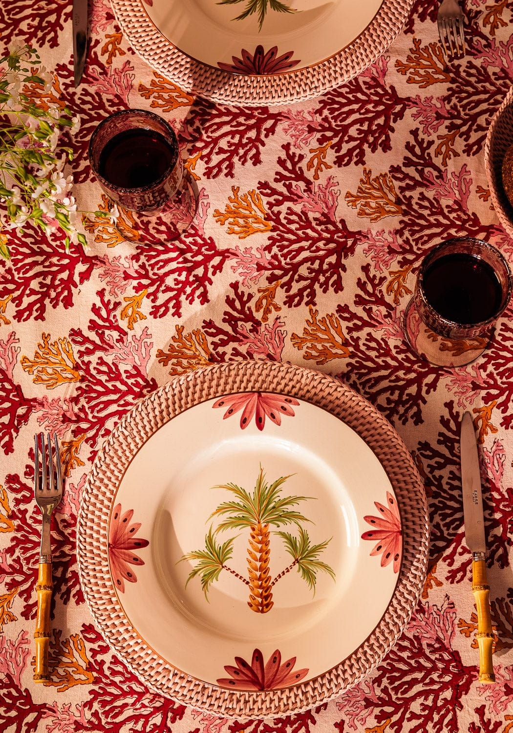 Arabella Dinner Plate, Green Palm Tree Set of 4