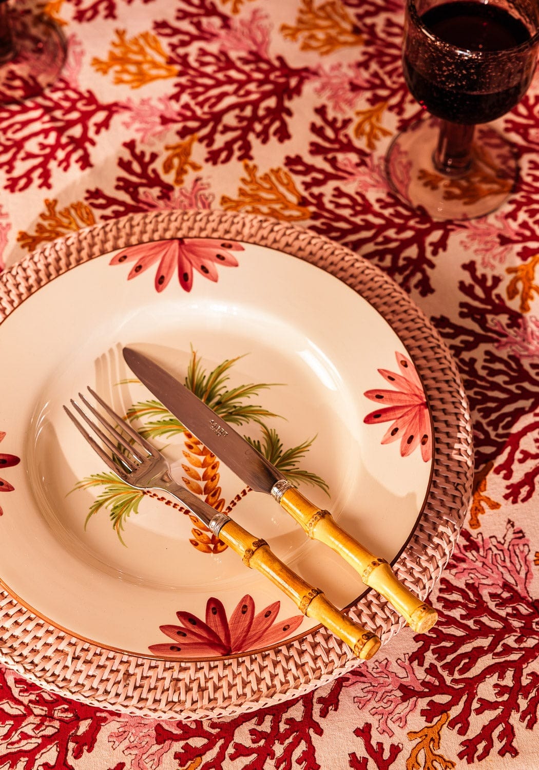 Arabella Dinner Plate, Green Palm Tree Set of 4
