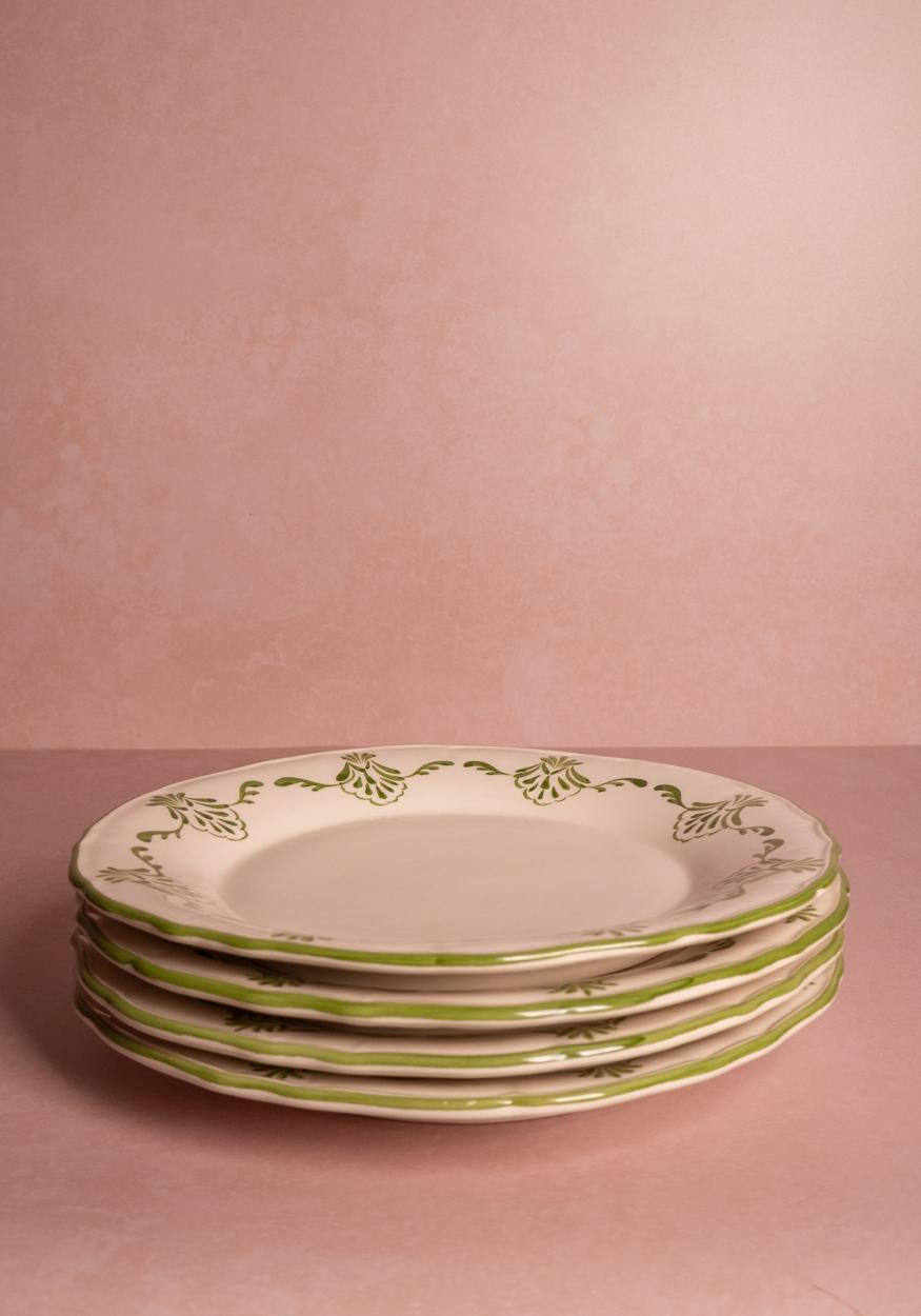 Cara Shell Dinner Plate, Green Set of 4