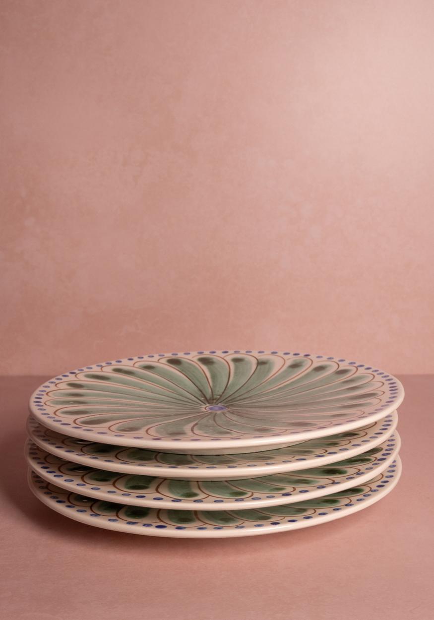 Peacock Dinner Plate, Green Set of 4