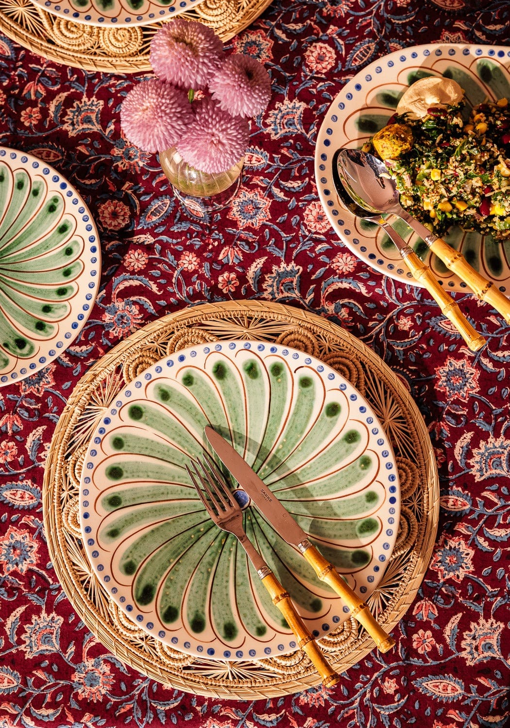 Peacock Dinner Plate, Green Set of 4