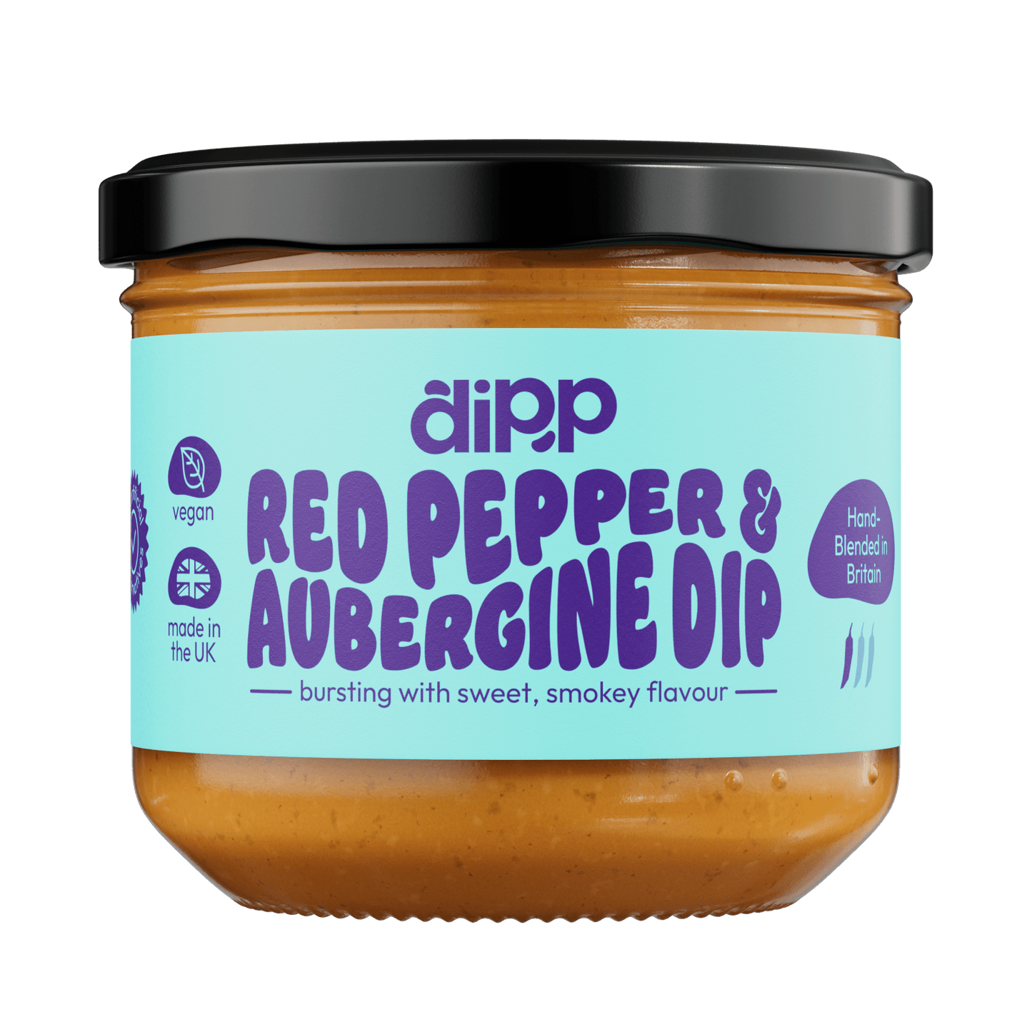 Dipp Red Pepper & Aubergine Dip 350g – Smoky Mediterranean Dip with No Artificial Preservatives