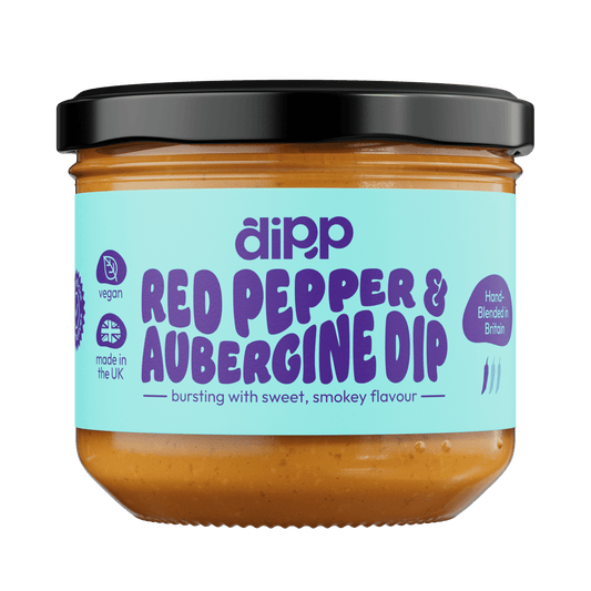Dipp Red Pepper & Aubergine Dip 350g – Smoky Mediterranean Dip with No Artificial Preservatives