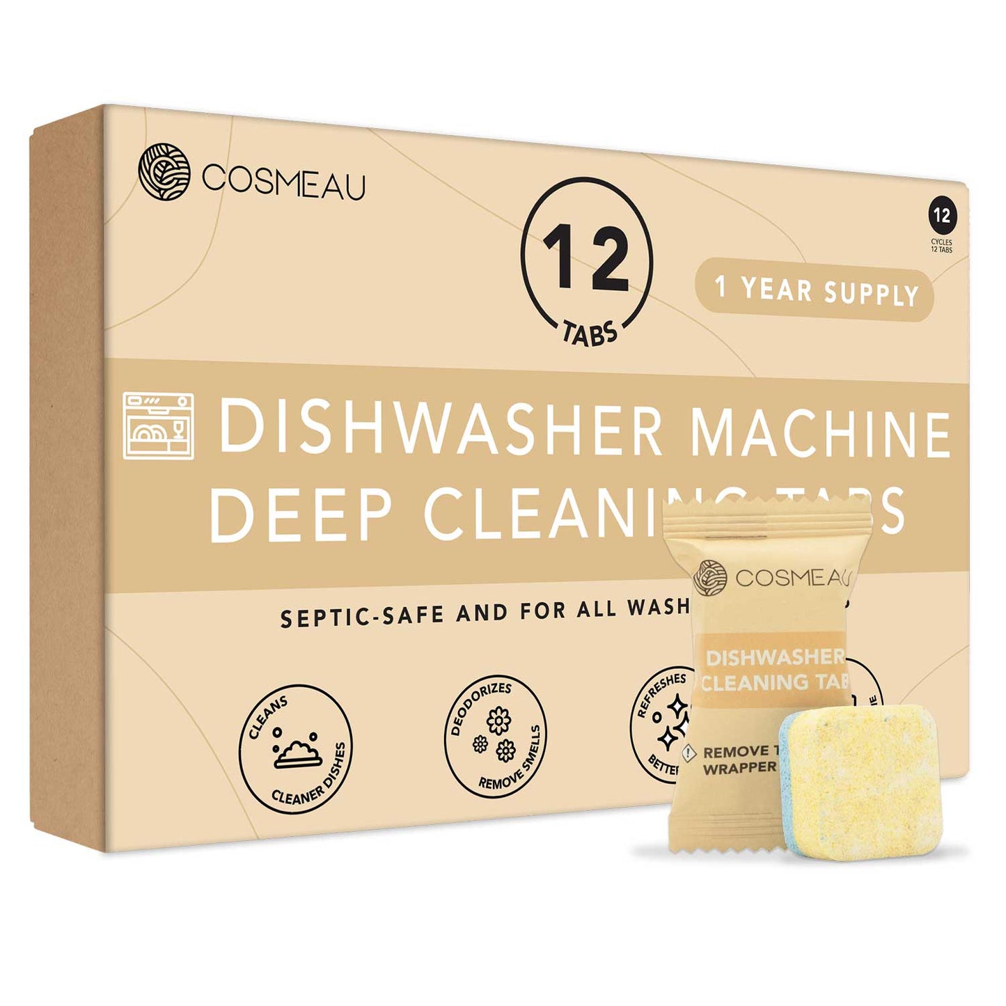 Dishwasher Deep Cleaning Tablets – 12 Pack for Fresh & Efficient Machines