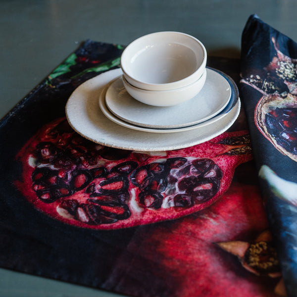 Square Cloth - Pomegranate on Black