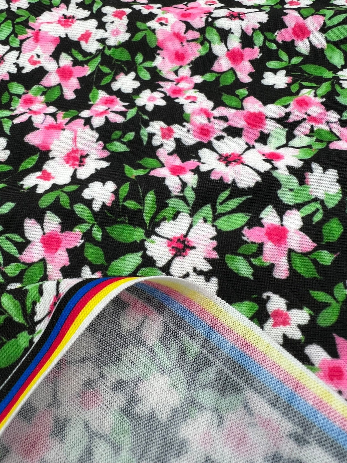Ditsy Multi Floral Print Spun Poly Stretch Fabric