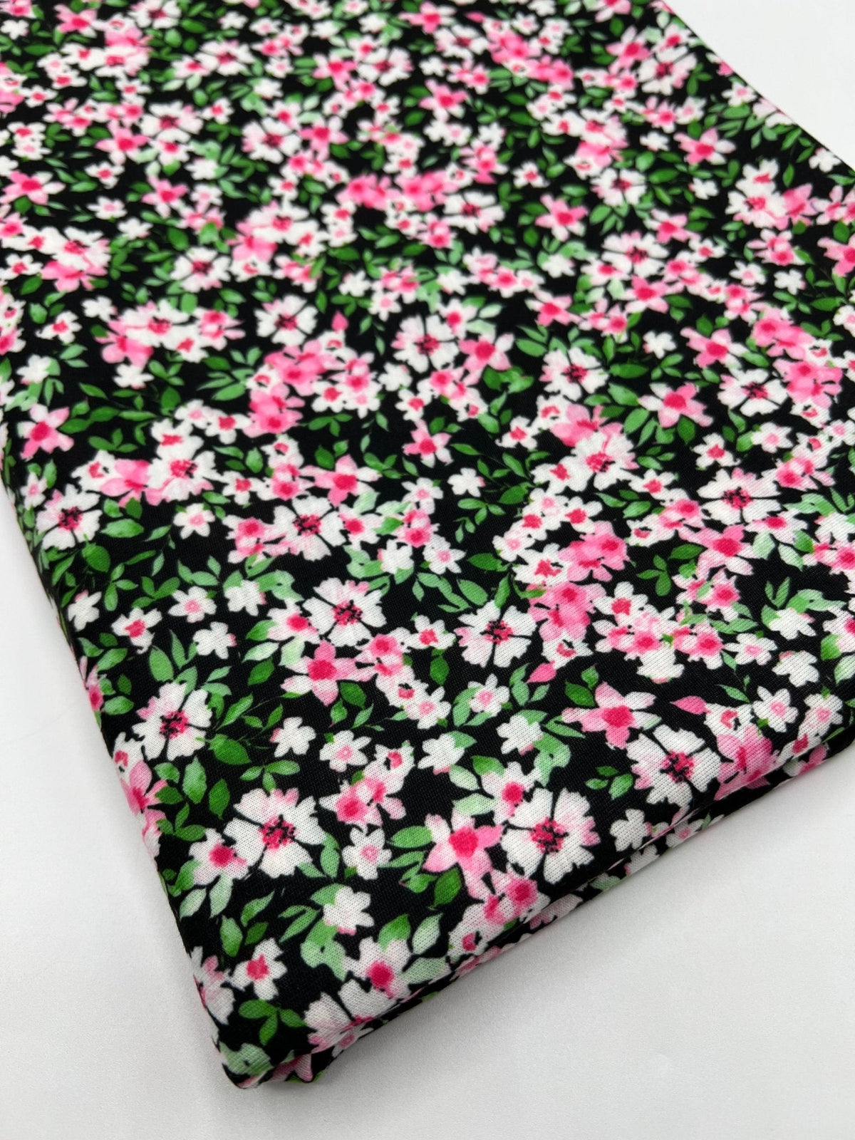 Ditsy Multi Floral Print Spun Poly Stretch Fabric