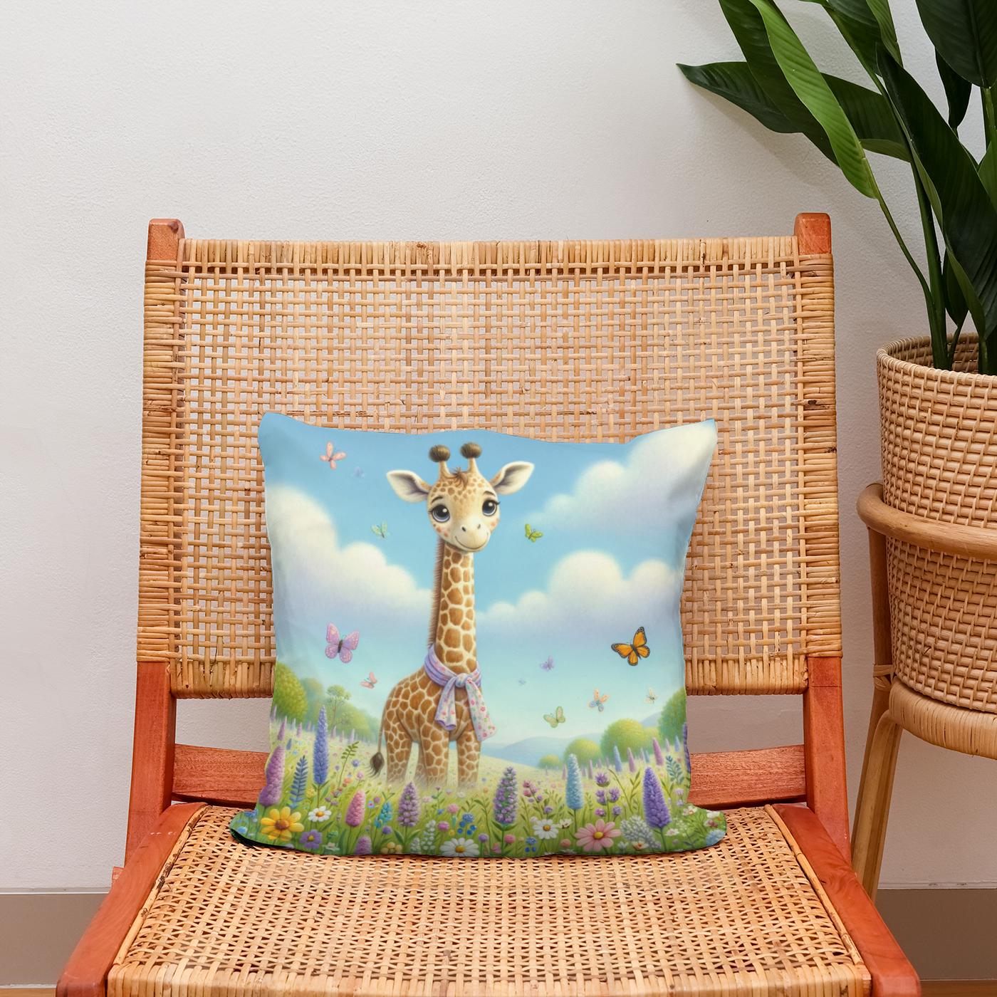 Giraffe Garden Cotton Cushion