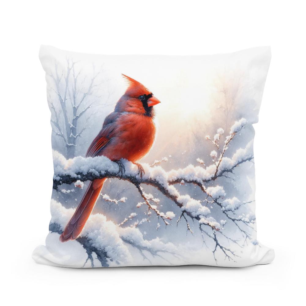 Cardinal's Winter Morning Cotton Cushion