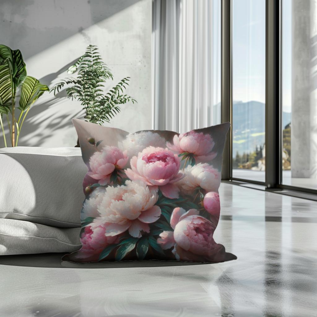 Morning Embrace Peonies Cotton Cushion
