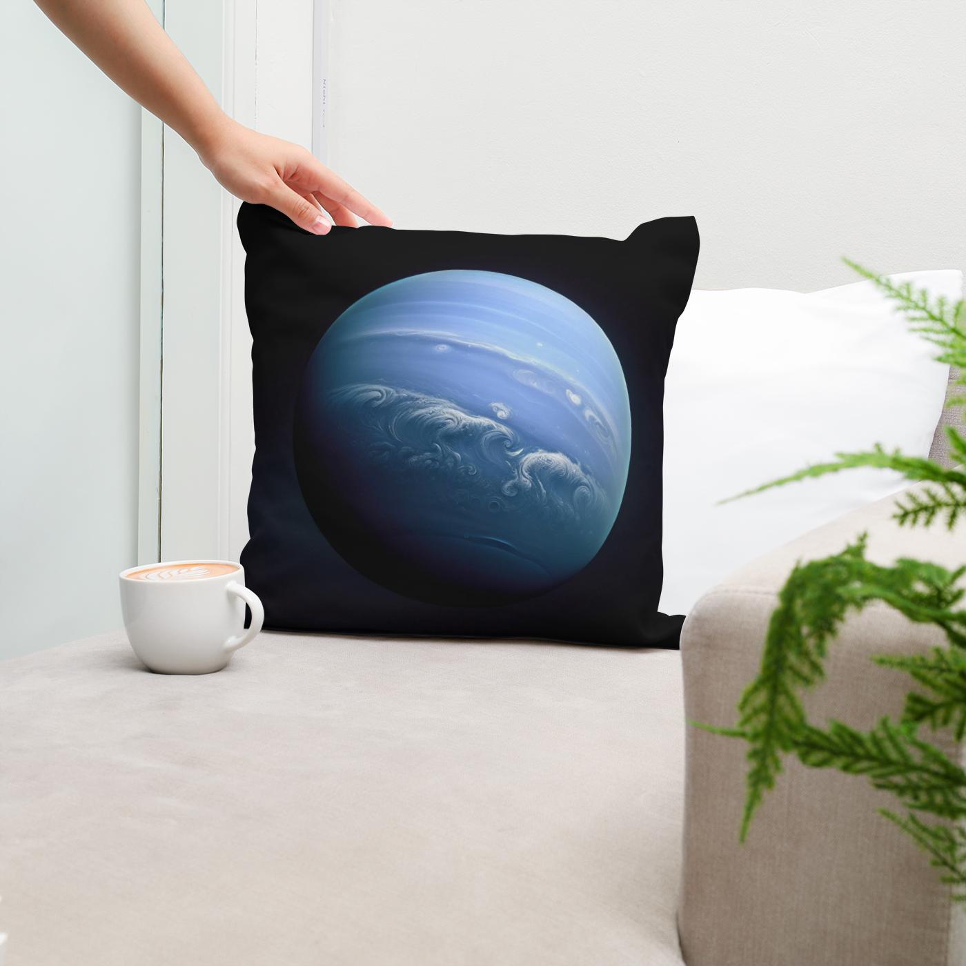 Neptune's Cosmic Enigma Cotton Cushion
