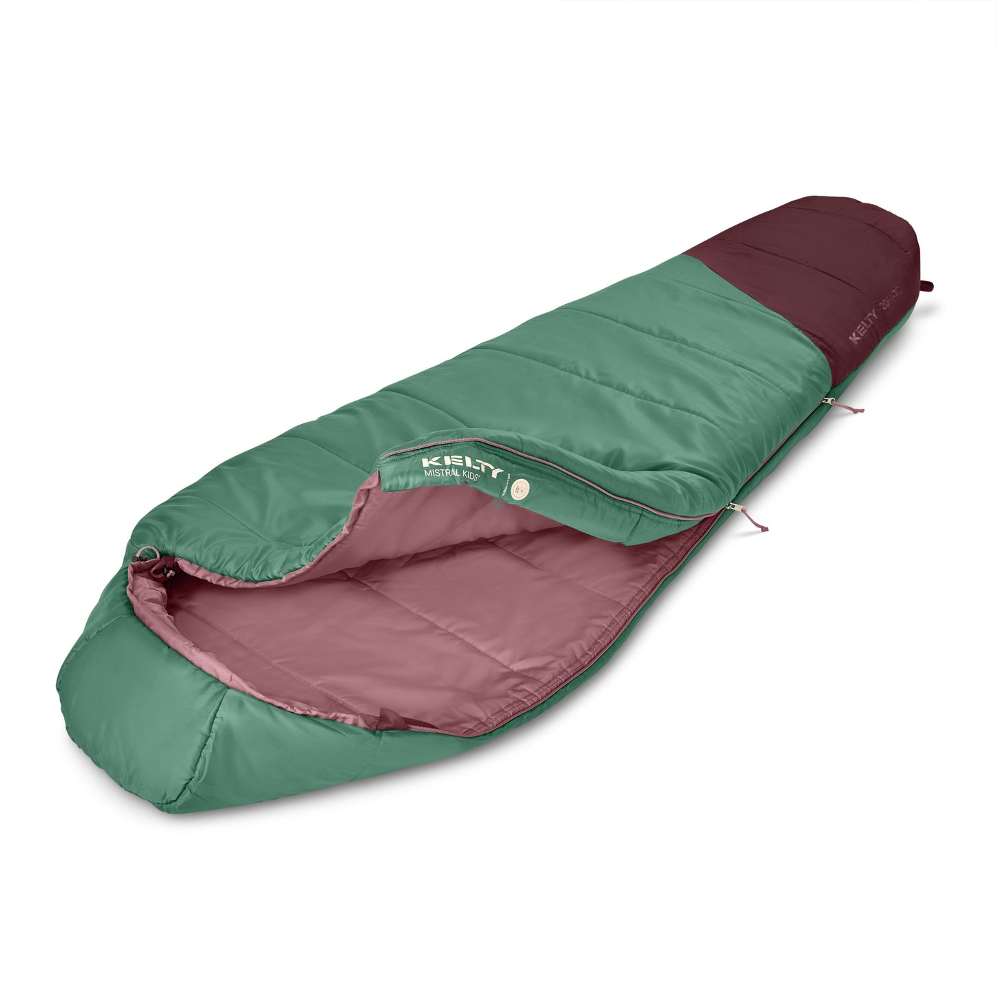 Kelty Kids' Mistral 20°F (-7°C) Synthetic Sleeping Bag - One Size - Malachite/Huckleberry/Antler