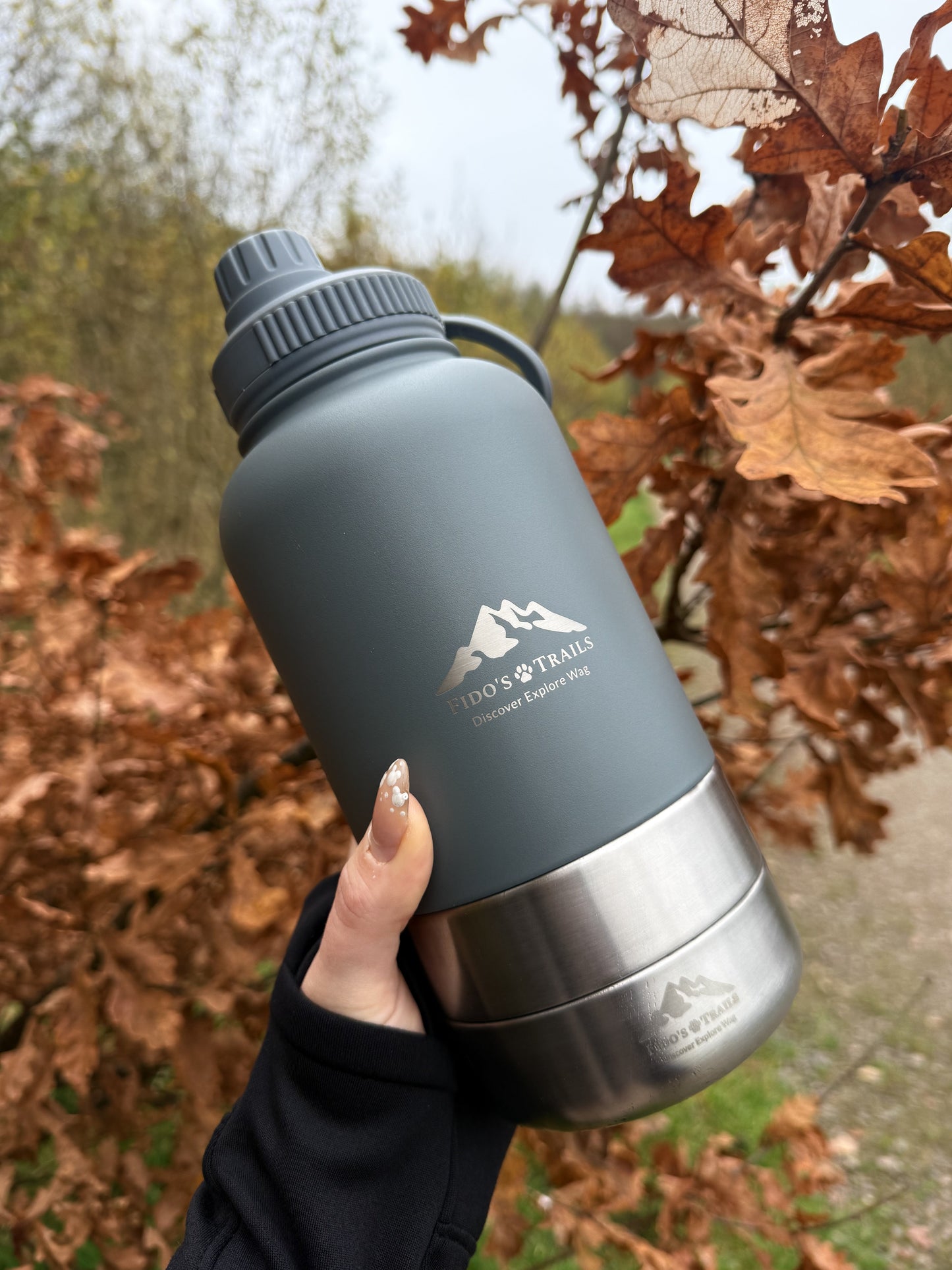 3-in-1 Dog Water Bottle – Mountain Grey | Portable Travel Bottle