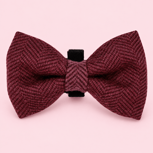 Dog Bow Tie - Berry Tweed