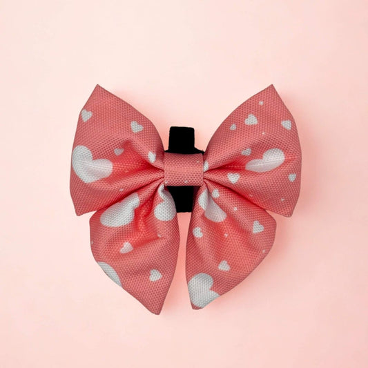 Dog Sailor Bow -  Peachy Hearts