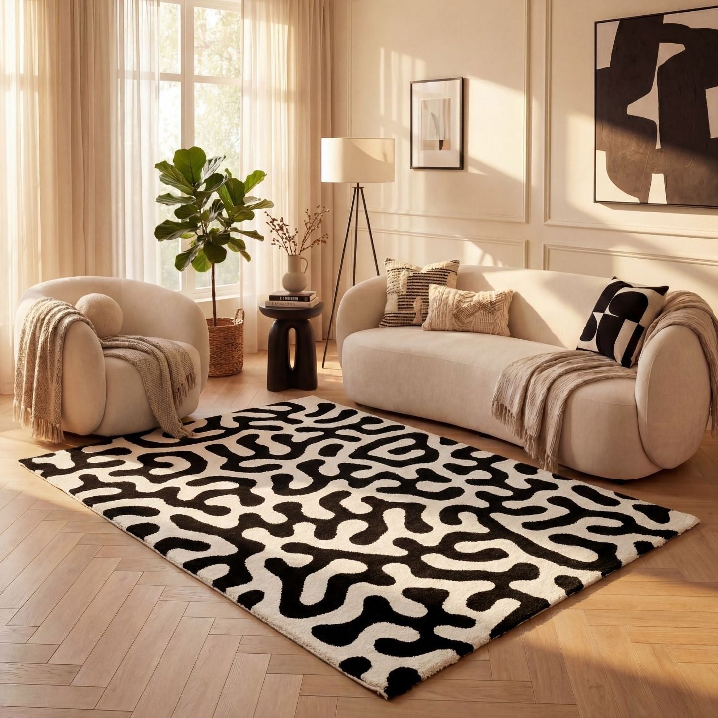 Joli Doodle Black & White Rug