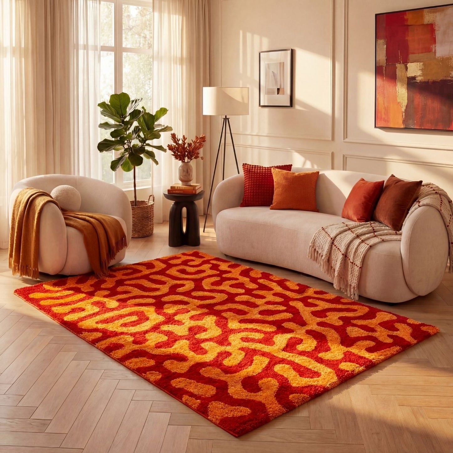 Joli Doodle Red & Orange Rug