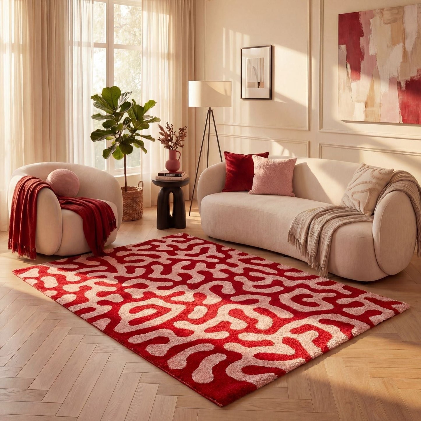 Joli Doodle Red & Pink Rug