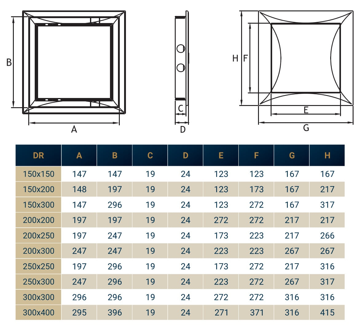 Access Panel Door PP, White 200mm x 200mm
