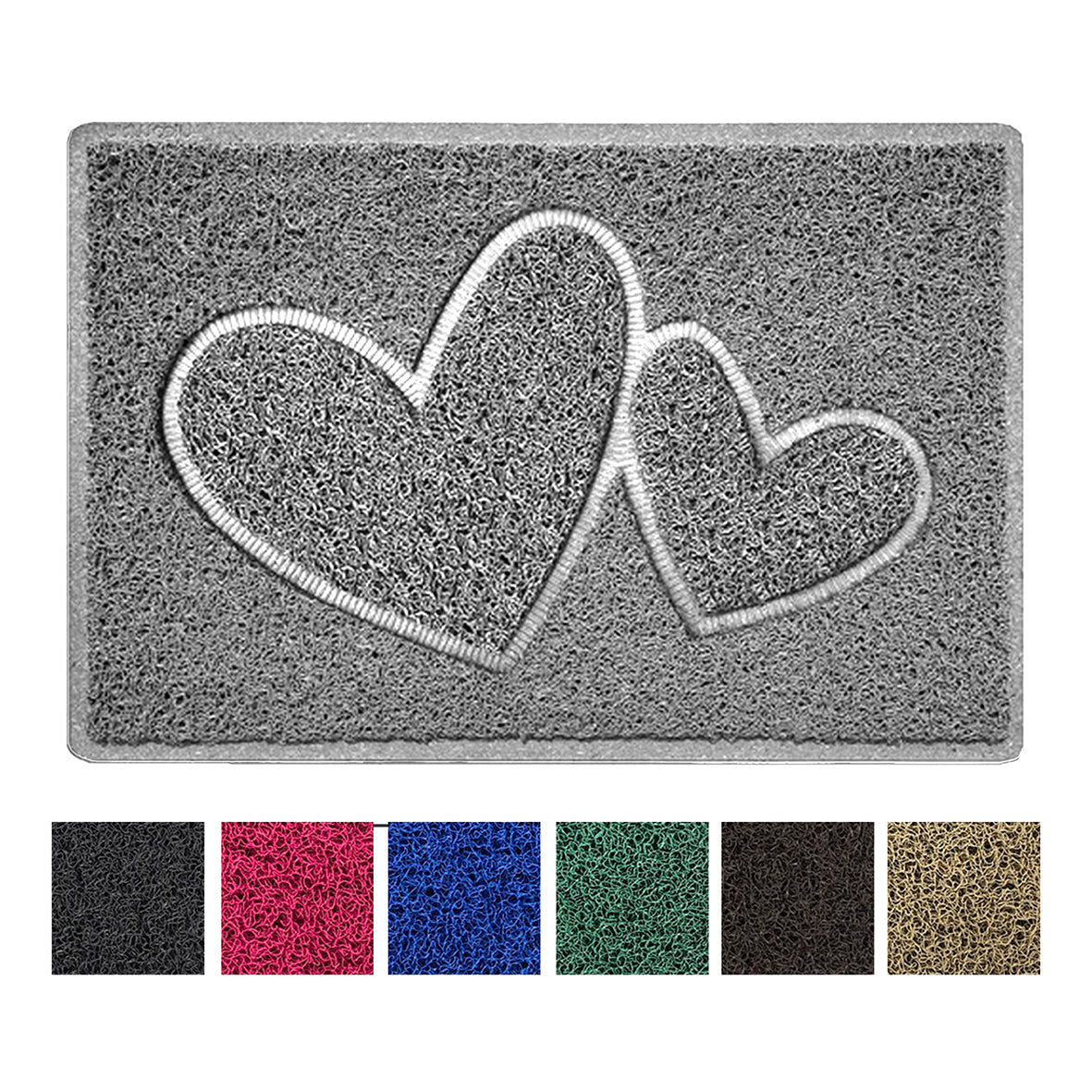"Double Heart" Embossed Loofah Textured Spaghetti Doormat