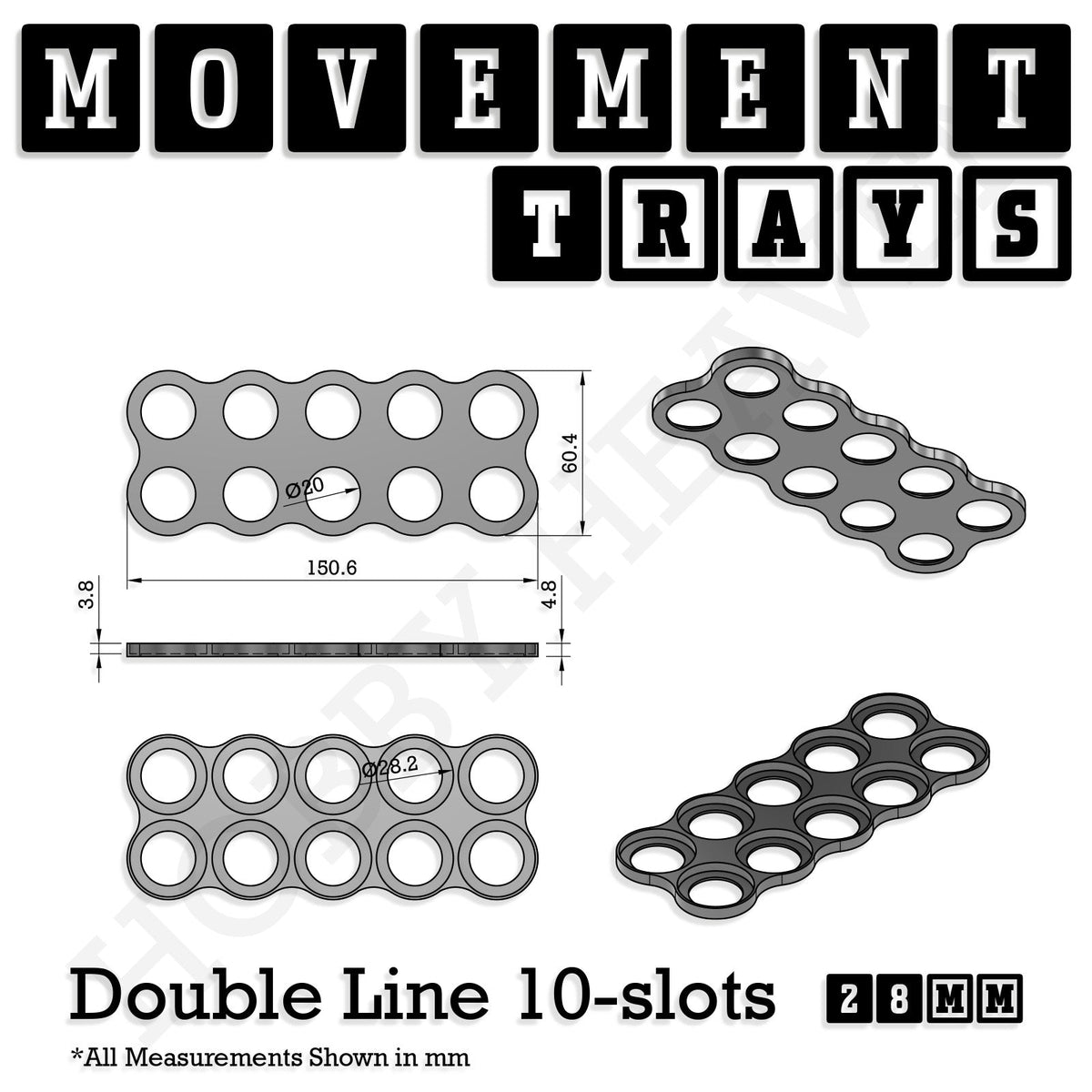 28mm Movement Trays for Tabletop Games | Wargaming | Full Range