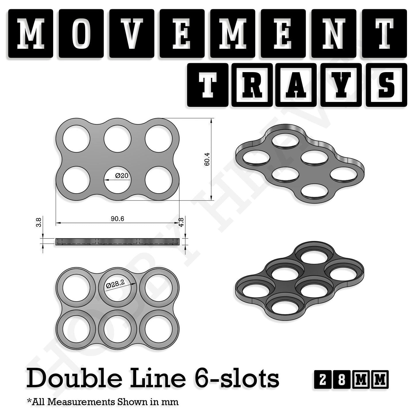28mm Movement Trays for Tabletop Games | Wargaming | Full Range