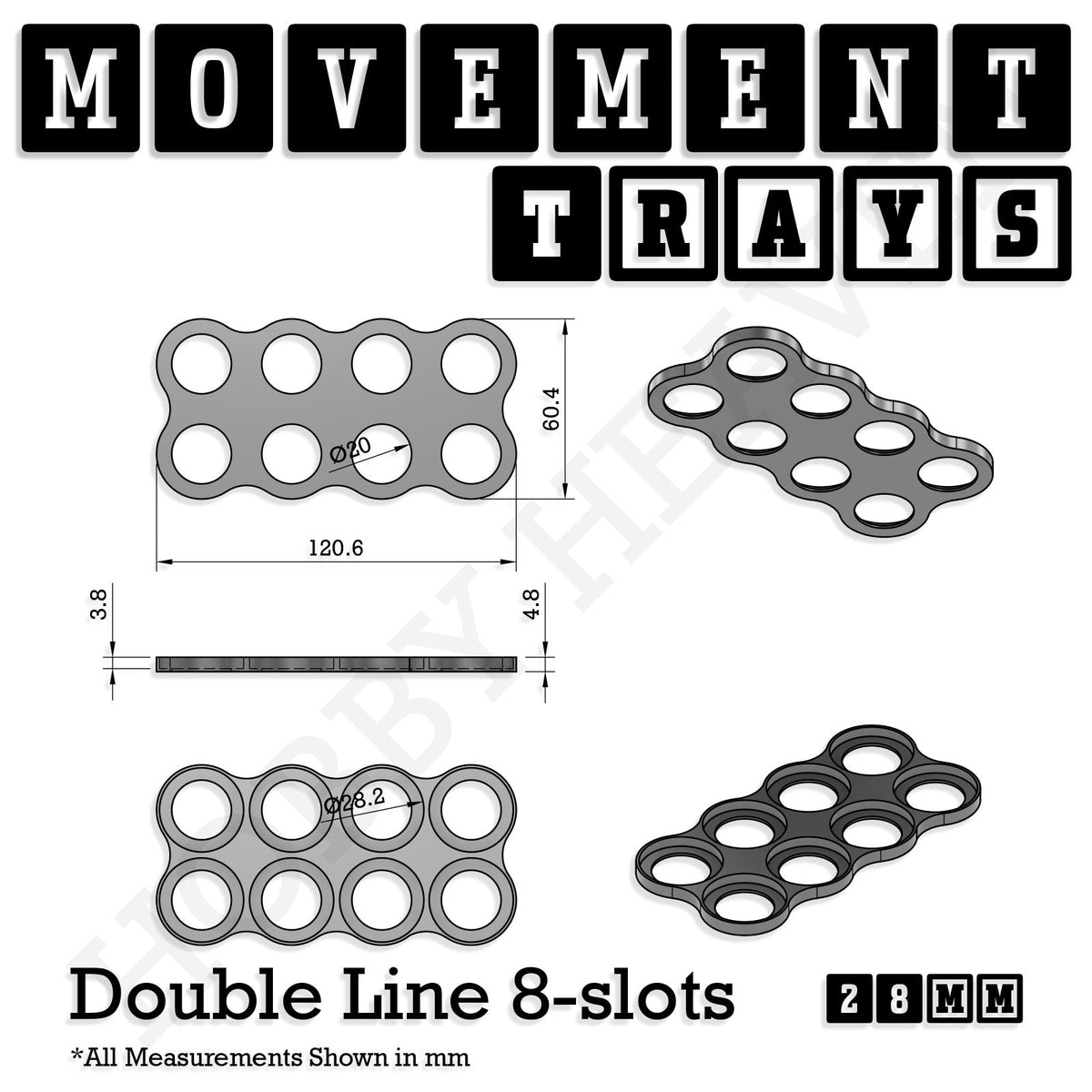 28mm Movement Trays for Tabletop Games | Wargaming | Full Range
