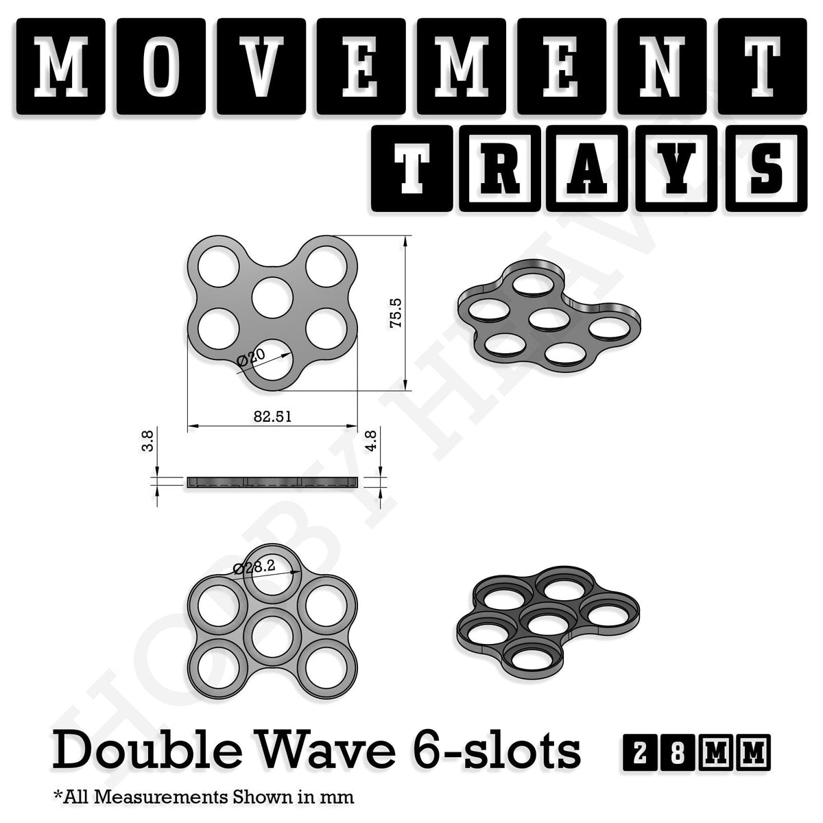 28mm Movement Trays for Tabletop Games | Wargaming | Full Range