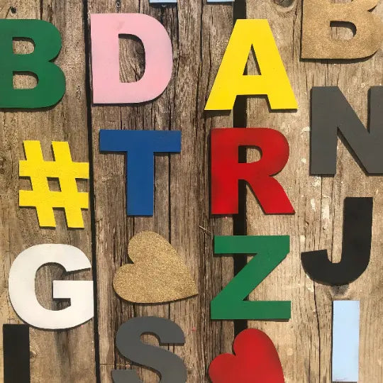 12" and 5 " Coloured Metal Fat Font Letters,