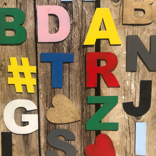 12" and 5 " Coloured Metal Fat Font Letters,