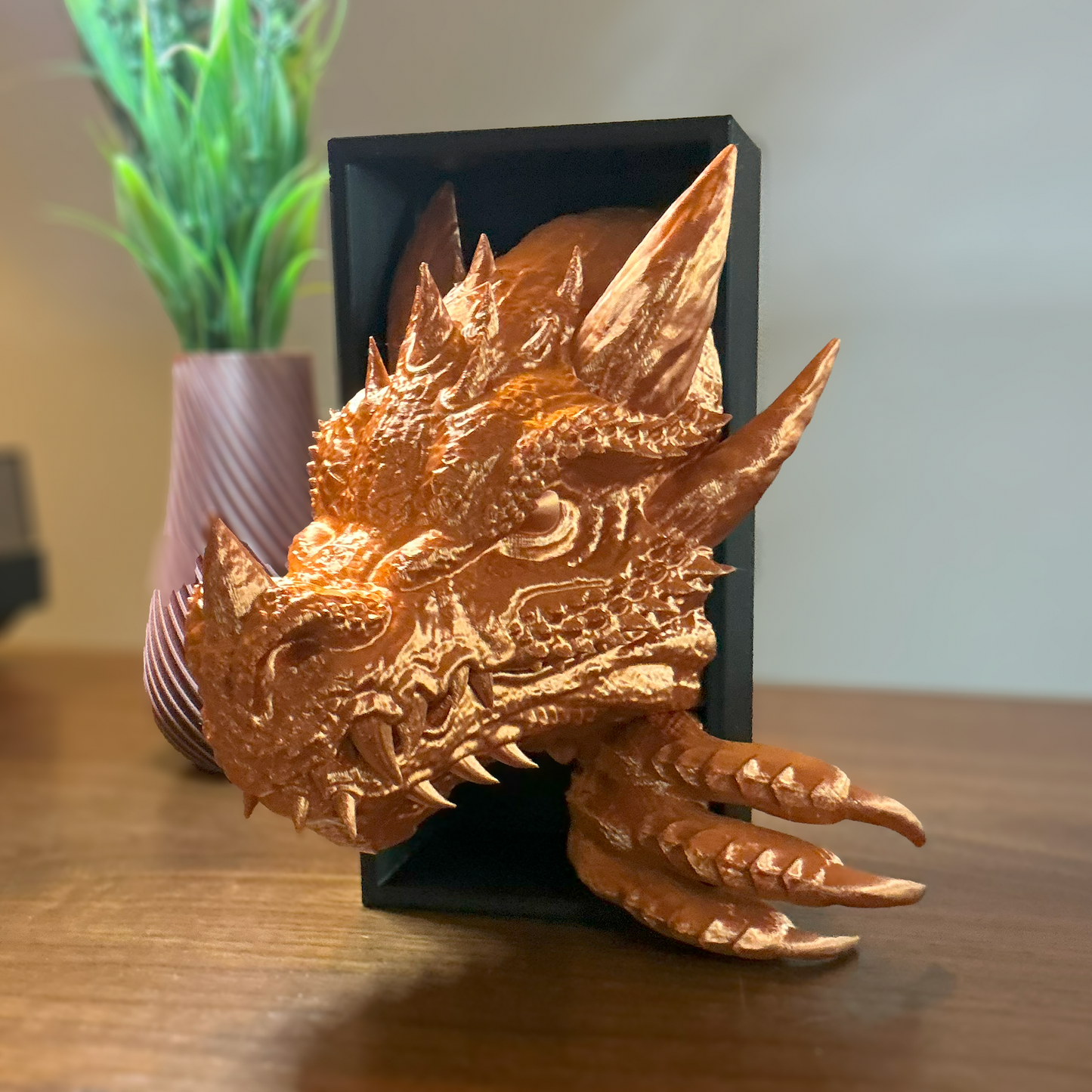 3D Dragon Book Nook – Hand-Painted Fantasy Shelf Insert (Head, Tail, or Full Set)