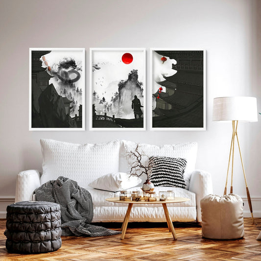 Wall art dragon | set of 3 wall art prints