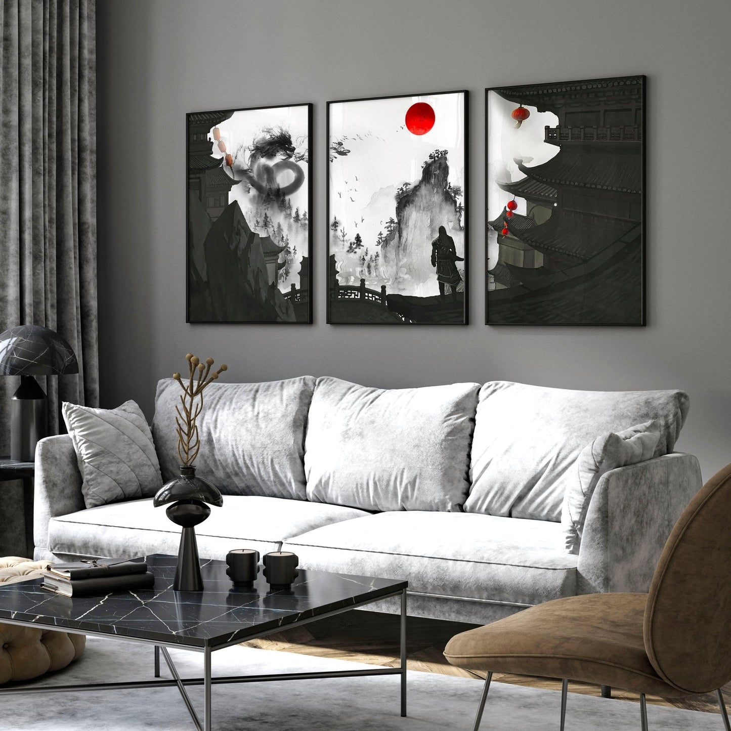 Wall art dragon | set of 3 wall art prints