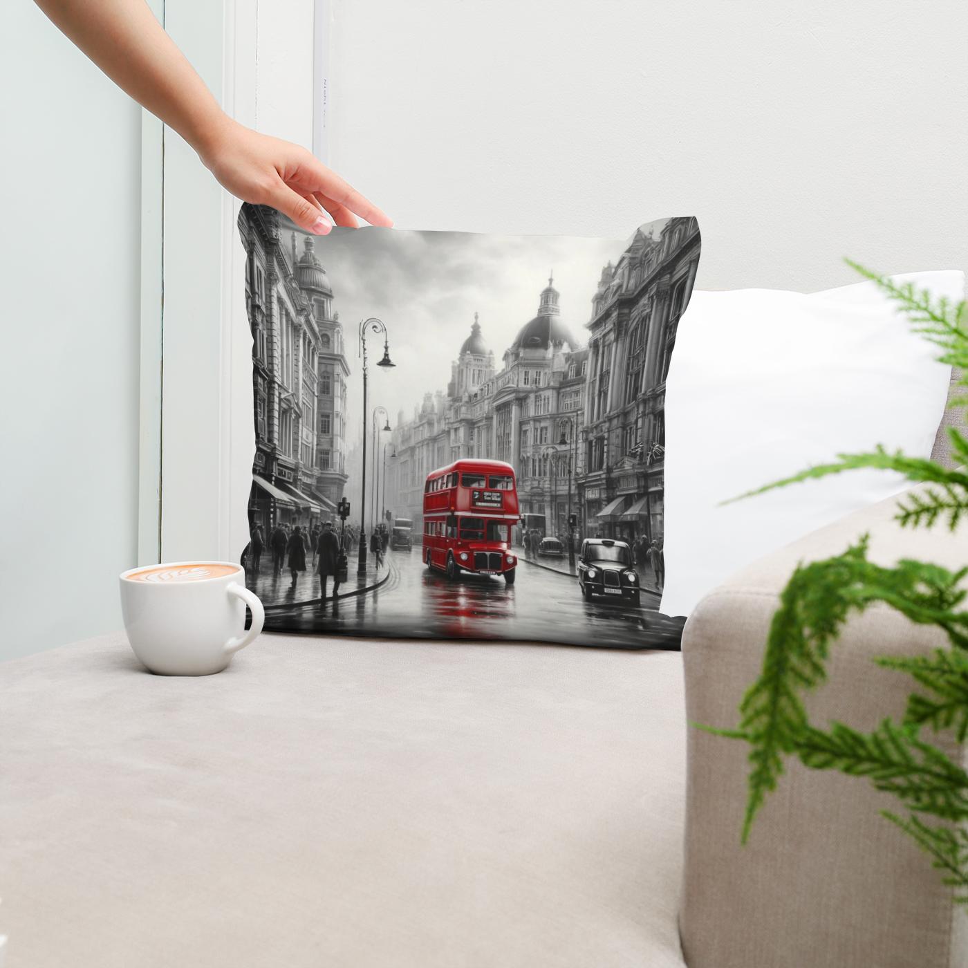 Red Essence of London Cotton Cushion