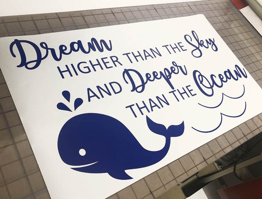 Dream deeper than the ocean whale wall sticker