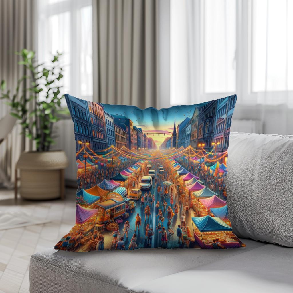 Festival Lights Summer Evening Cotton Cushion