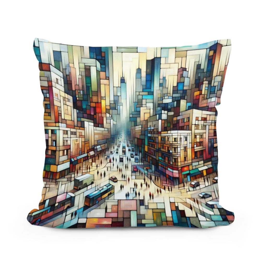 Abstract Cityscape Rhythms Cotton Cushion