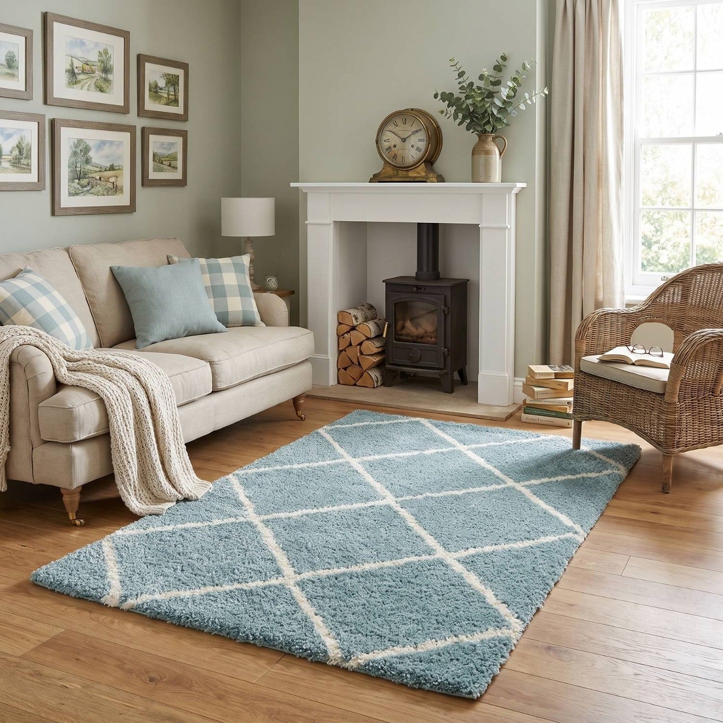 Moroccan Duck Egg Blue Shaggy Rug | 550