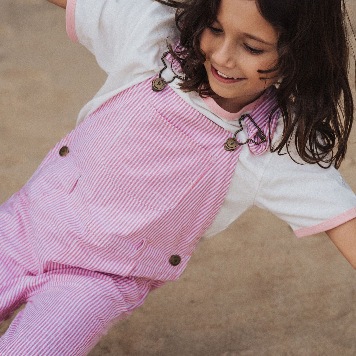 Fuchsia Seersucker Dungarees