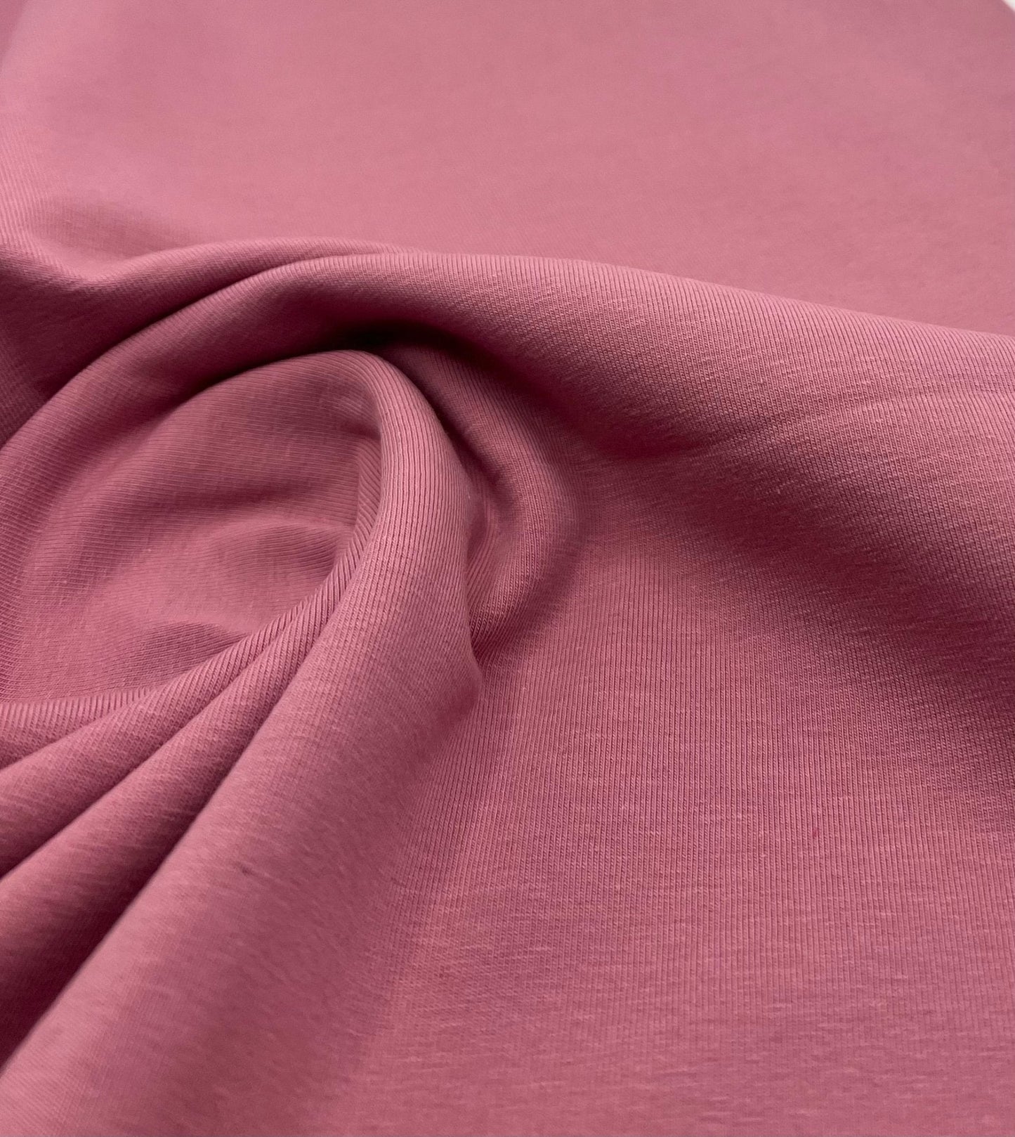 Dusky Pink Cotton Stretch Jersey 240 GSM 92/8 Lycra 4 Way Stretch