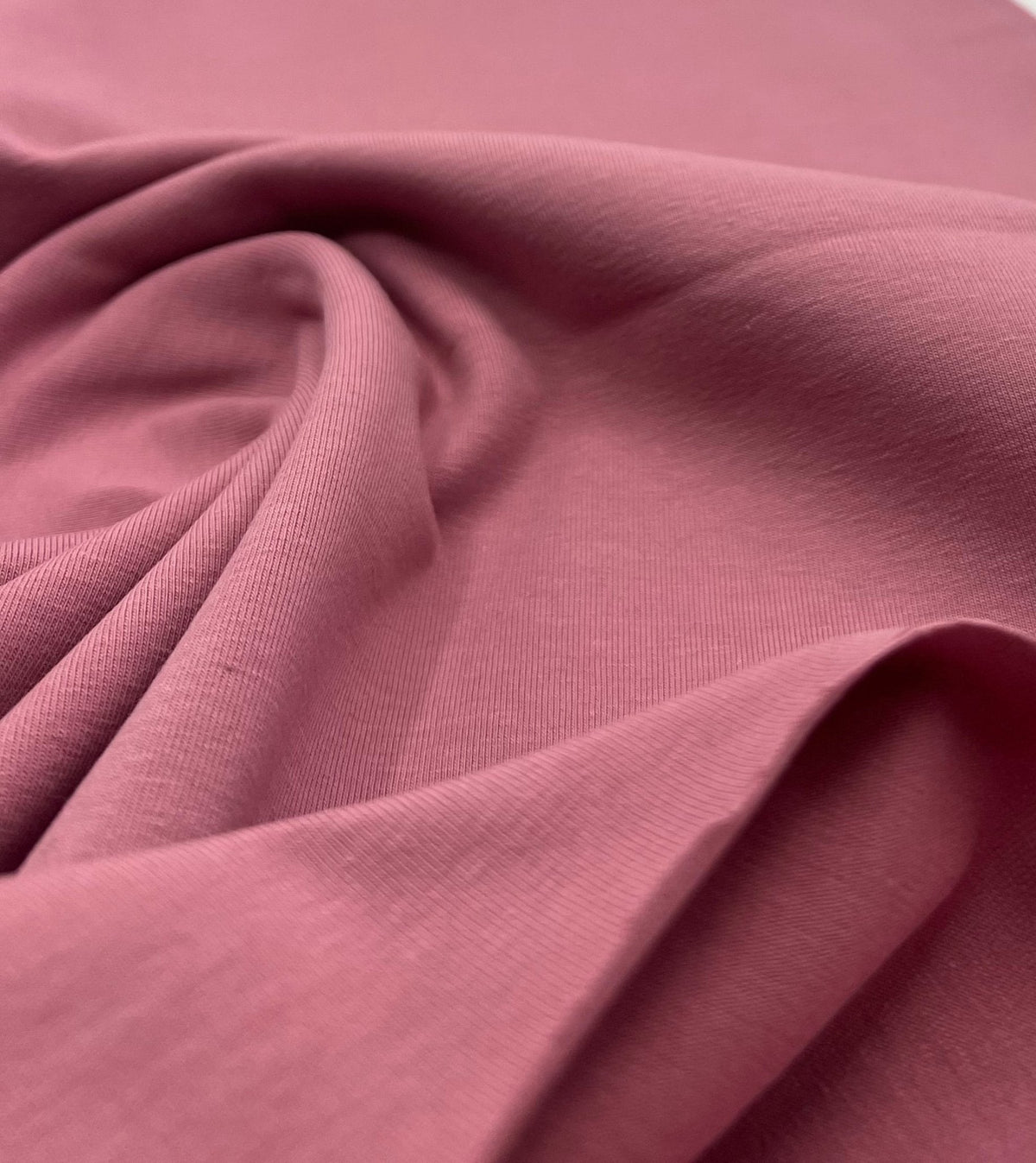 Dusky Pink Cotton Stretch Jersey 240 GSM 92/8 Lycra 4 Way Stretch