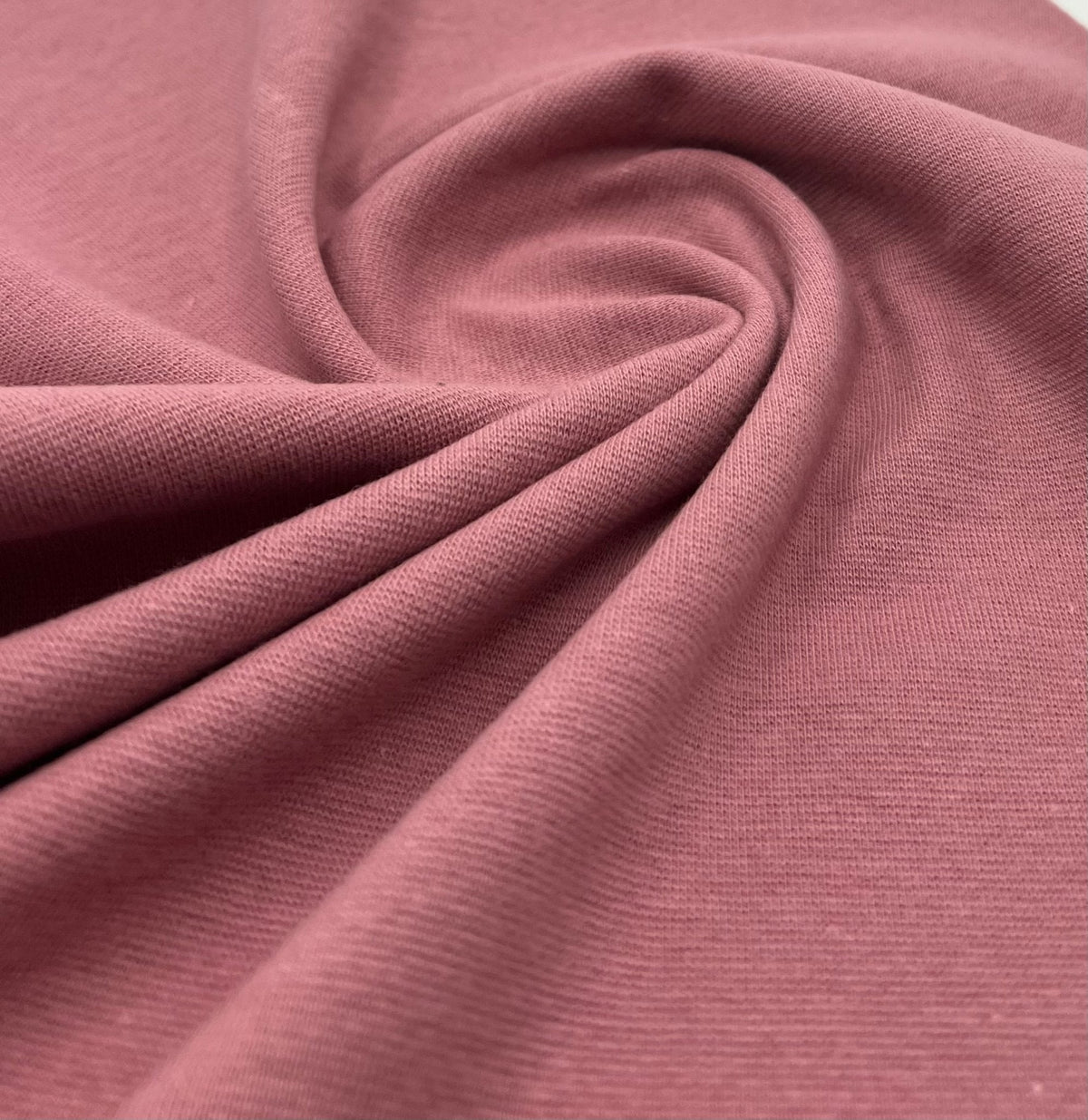 Dusky Pink Jersey Cuffing Ribbing Fabric 270 GSM Cotton Knit 70cm Wide