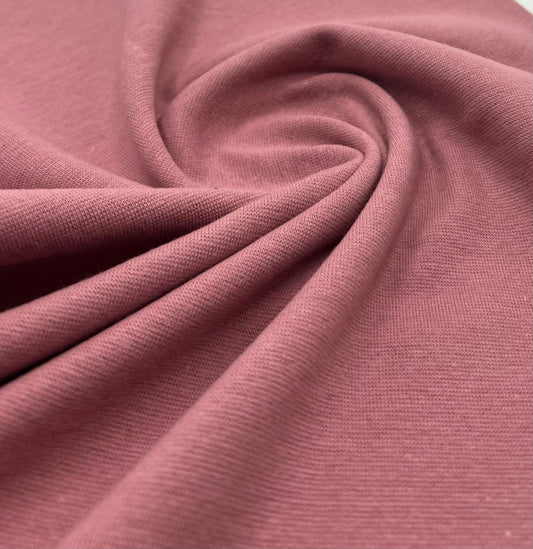 Dusky Pink Jersey Cuffing Ribbing Fabric 270 GSM Cotton Knit 70cm Wide