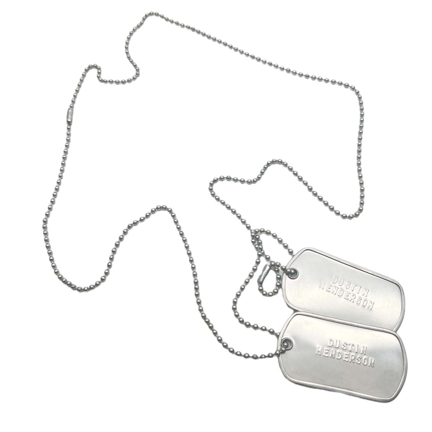 'DUSTIN HENDERSON' Dog Tags - Costume Cosplay Prop Replica Military - Stainless Steel Chains Included