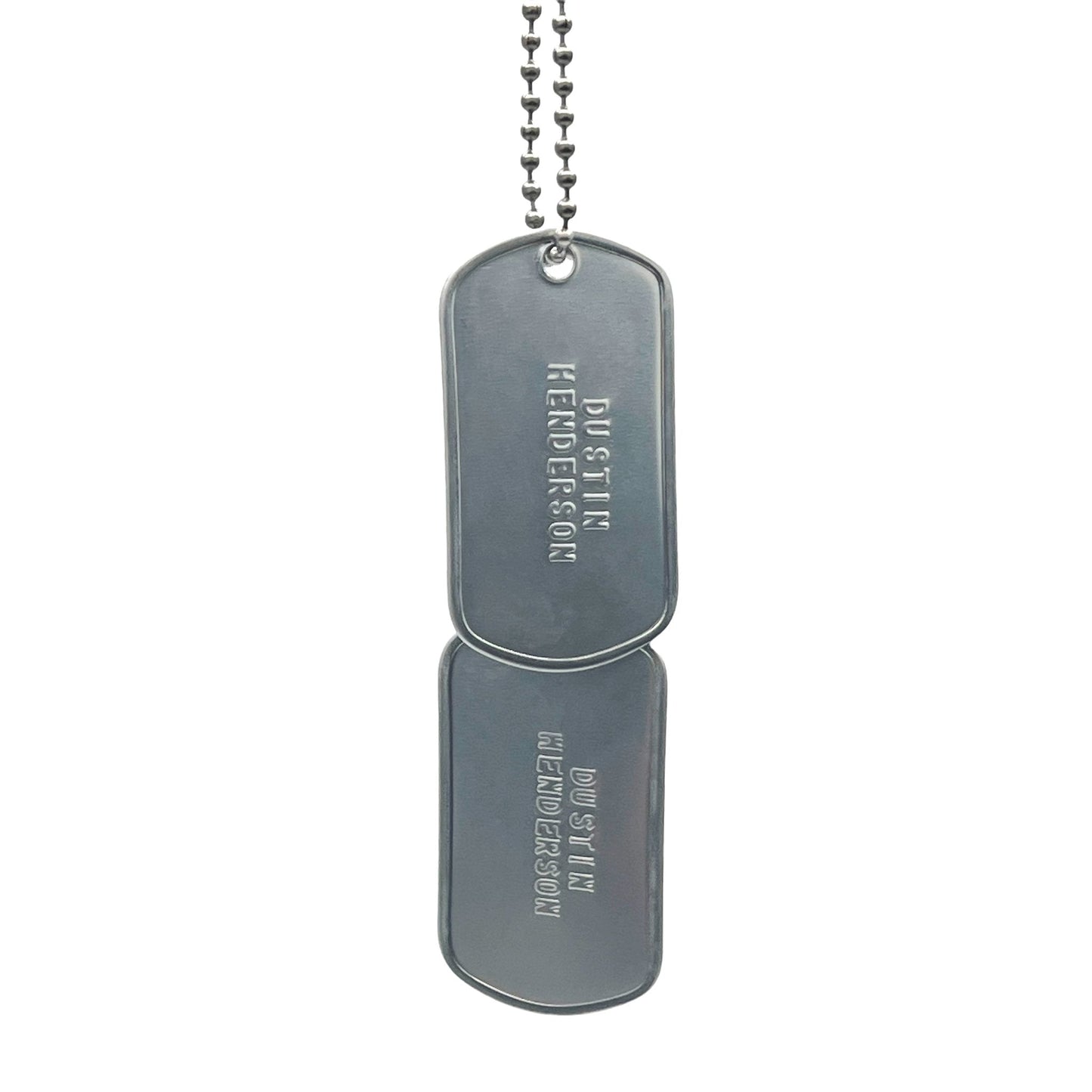 'DUSTIN HENDERSON' Dog Tags - Costume Cosplay Prop Replica Military - Stainless Steel Chains Included