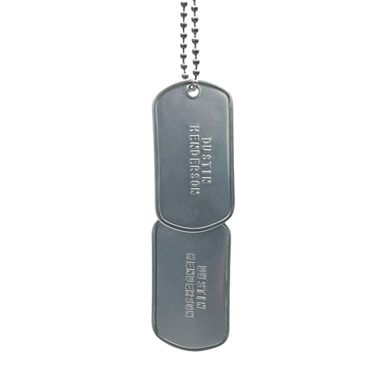 'DUSTIN HENDERSON' Dog Tags - Costume Cosplay Prop Replica Military - Stainless Steel Chains Included