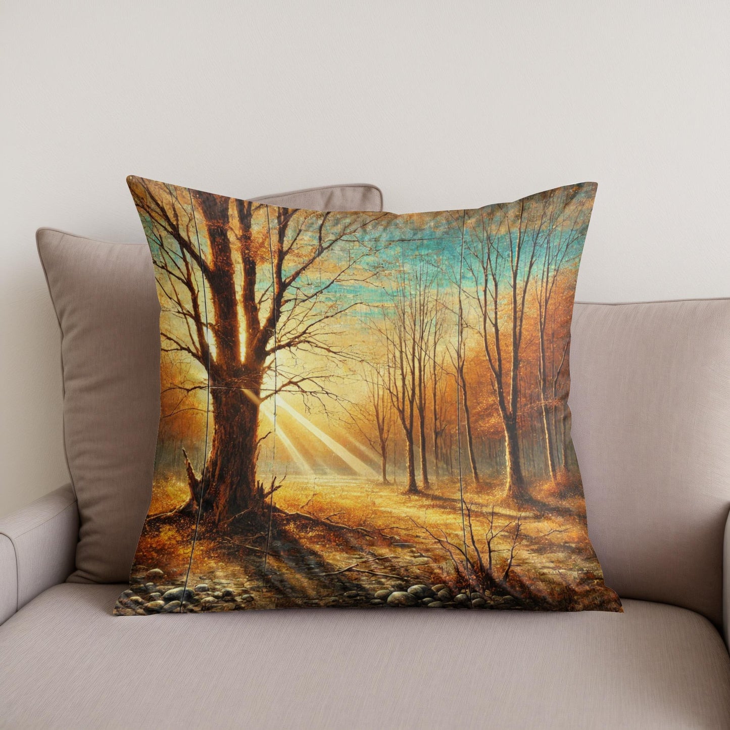 Rustic Autumn Glow Cotton Cushion